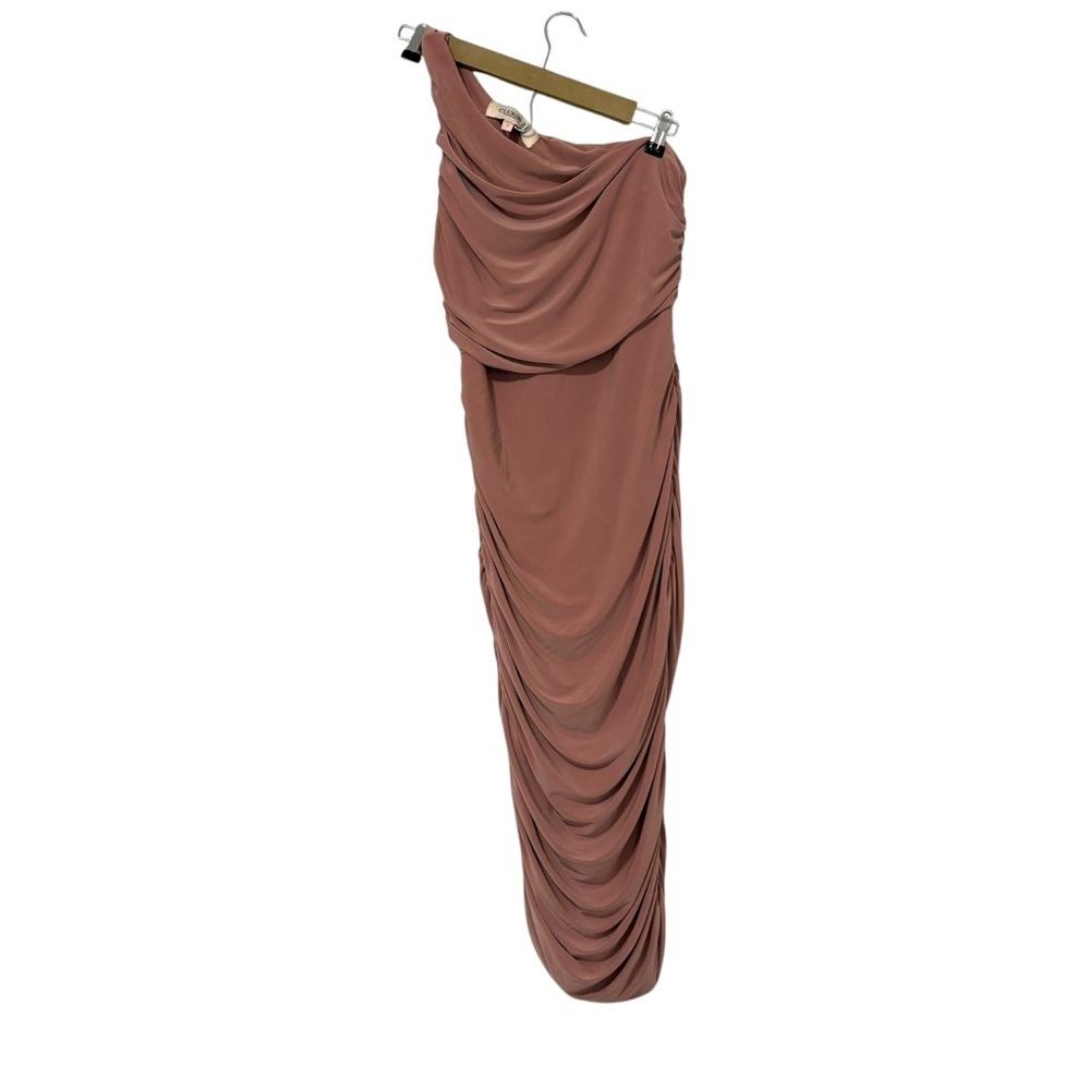 Club L London Mauve Ruched One-Shoulder Midi Dress